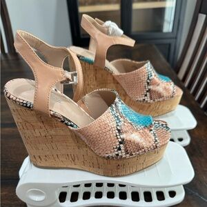Charles David snake print wedge